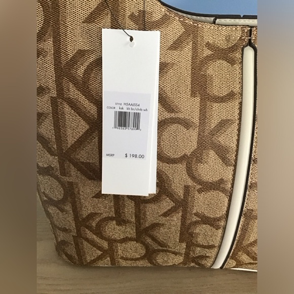 New MSRP $198 Calvin Klein Brown Monogram Tote With Purse - Picture 3 of 8